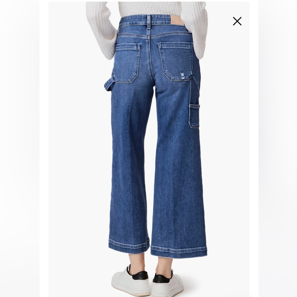 PAIGE Anessa High Waist Wide Leg Carpenter Jeans, Olivin Distressed, Sz 29, NWT - Picture 13 of 15